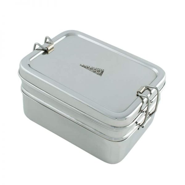 Two tier stainless steel bento box with mini container
